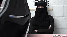 cute muslim chick hides stolen goods under her tight clothes