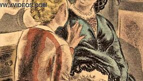 Vintage erotična ilustracija retro hentai stripa