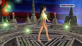 Cute Indian girl feels aroused posing and masturbating with a banana in this 3D cartoon.