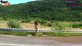 Danna hot naked peeing in public street