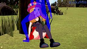 Serena and Bea Saito with the old man! Intense sex in Pokemon hentai.