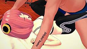 Anya finished her workout and now wants to sit on a big cock in this hentai version.