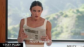 Milfy domme mommy penny barber punishes boy toy doggystyle at work