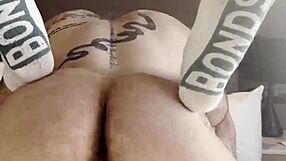 Little Bear Begs For Rough Anal Sex! Muscular Bodybuilder Tattoos And Hairy Armpits Intensify The Action.