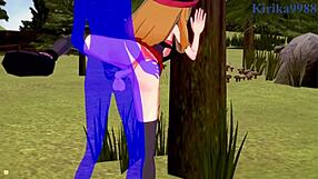 Serena and Bea Saito with the old man! Intense sex in Pokemon hentai.