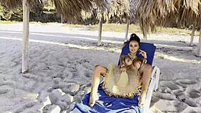 Monika fox solo masturbation with squirt and prolapse on beach free, big tits and shaved pussy exposed.