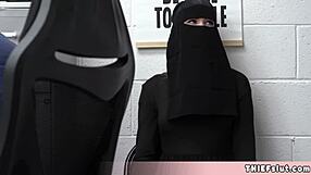cute muslim chick hides stolen goods under her tight clothes