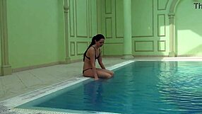 Hungarian pornstar Kittina Ivory reveals her juicy tits and tight pussy underwater in the pool.