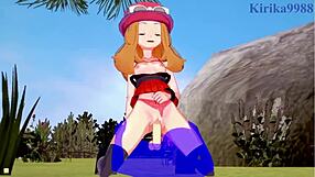 Serena and Bea Saito with the old man! Intense sex in Pokemon hentai.