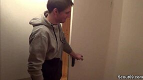 son catches step-mom with aunt and says, 'let me join in for a blowjob'