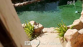 step sister hot tub hand job