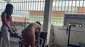 I exercise naked with transgender girl May Hernandez showing big natural tits. Her company rocks!