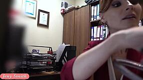 ive got a new job jeny smith gets naked at her new job hidden cam prank