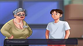 Summer Time Saga Unc Part 21 s dědkem a busty anime postavou v dating hře