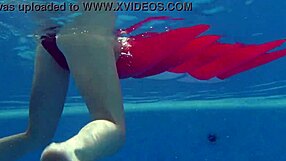 Hungarian pornstar Kittina Ivory reveals her juicy tits and tight pussy underwater in the pool.