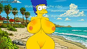 hey marge, getting wild on this nude beach animation
