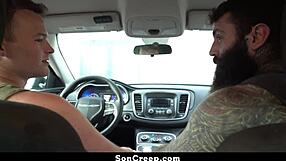 Stepson fucks hard with daddy in car during wild session