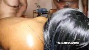 Blasian star gets gangbanged in ethnic gangbang scene