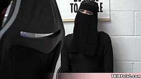 cute muslim chick hides stolen goods under her tight clothes