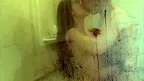 Megan Marx attempts shower sex positions, her small tits wet in the bath with deepthroat.