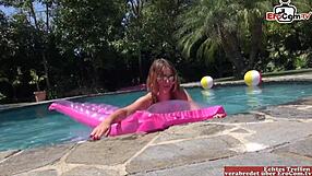 Slim teen with small tits moans as tight pussy gets fucked to creampie