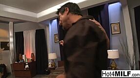 Blindfolded brunette enjoys a surprise group gathering