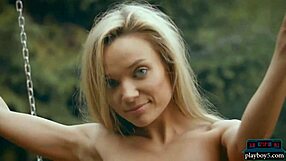 Zhenya Belaya strips her amazing ass in the woods