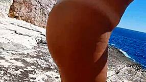 quick pov fuck with hot brunette teen on public beach