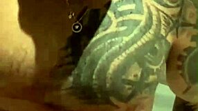 Tattooed Viktor Rom dances naked before masturbating his big black cock