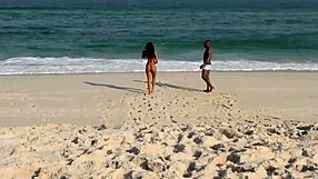 Shayene Samara Fucks Big Cock Guy On Beach With African Latina Russian Amateurs