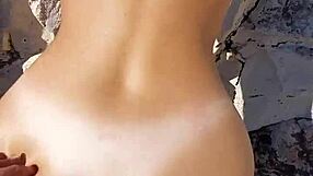 quick pov fuck with hot brunette teen on public beach