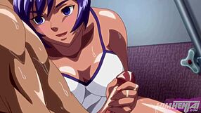 blonde milf says, sensei your monster cock doesn't fit in my tight pussy in this hentai.