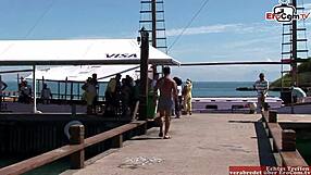 Busty Brunette Fucks Anal Threesome on Boat