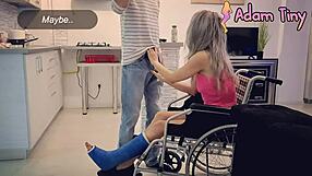 Narrative Slut with Broken Ankle in Wheelchair Begs for Help, Gets CUM ON FACE Instead Feat. NAUGHTY ADELINE and Adam Tiny