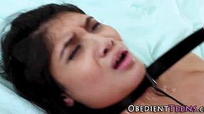 spanked and bound teen 18+ gets jizzed in shower