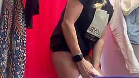 Hidden Camera Catches Mature Girl with Big Tits and Nipples in Dressing Room Pussy Close-Up