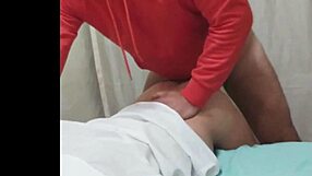 O enfermeiro gay bends over for big cock doggystyle fucking.