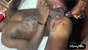 Yo, sjekk oss som deler en twink for anal med to store svarte kuker hjemme!