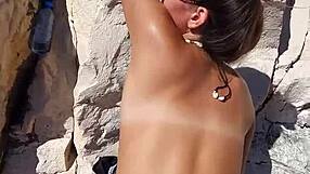 quick pov fuck with hot brunette teen on public beach