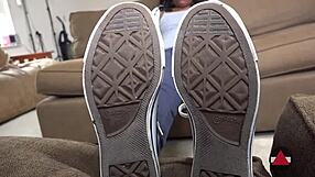 Show Your Ebony Ass Submissive Model In Jeans Panties Close Up