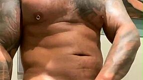Muscular hunk Viktor rom's solo gay masturbation show