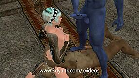 Intriguing 3D monster threesome with double penetration contrasts anime hentai.