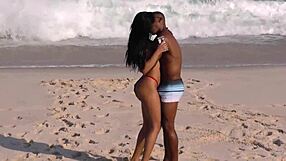 Shayene Samara Fucks Big Cock Guy On Beach With African Latina Russian Amateurs