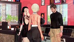 3D game with big-boobed teens and a monster cock lover