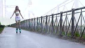 amanda clarke roller girl takes balls deep anal and cum on face