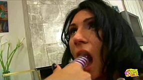 brunette lesbian bombshells lick each other's pussies in pov until one squirts hardcore.