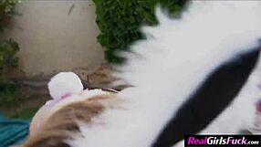 those three petite easter sluts are passing around that big cock and getting stuffed