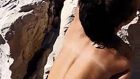 quick pov fuck with hot brunette teen on public beach