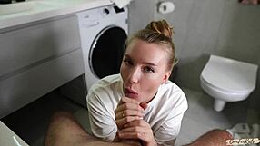 Young Barefoot Babe Facial After Monster Cock