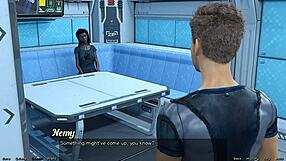 Married busty ebony is angry with me in space!